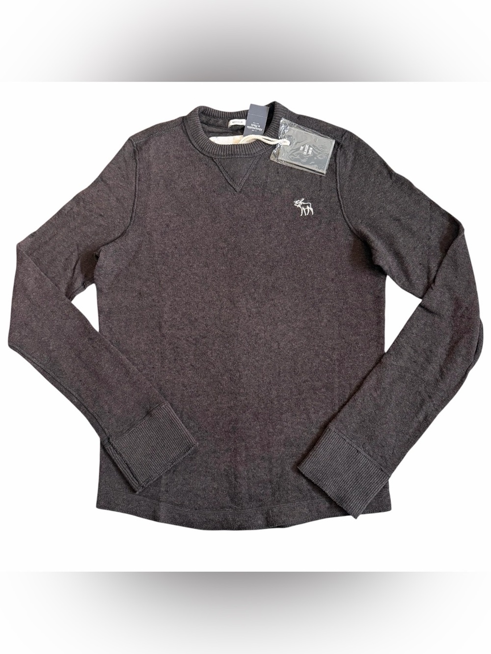 VTG Abercrombie & Fitch Men’s Crew Sweater Sz L Muscle Fit Brown Wool Blend Y2K